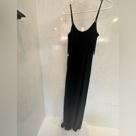 Tart Collections Bernice Fringed Stretch-Modal Maxi Dress in (BLACK) (XS) - Picture 7 of 12